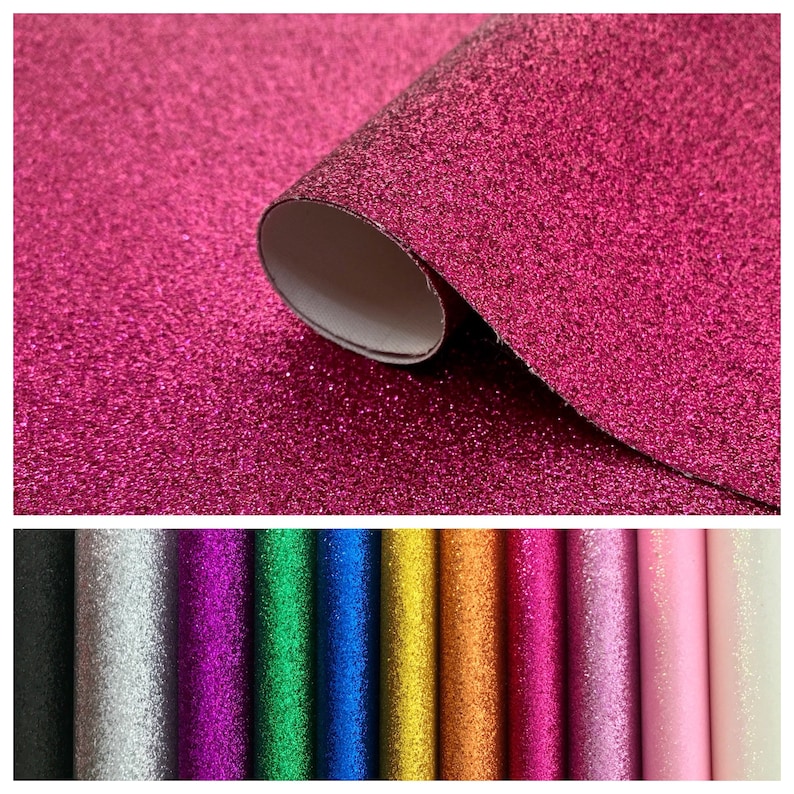 Hot Pink Glitter Fabric Sheet Canvas Backed Fine Glitter Etsy