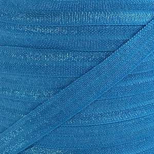 3/8 &quot; Aegean Blue Fold Over Elastic - FOE Elastic For Baby Headbands, Hair Ties  and Sewing