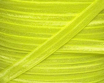 3/8" Pistachio Yellow Fold Over Elastic - Elastic For Baby -FOE for hair ties, Headbands, and Sewing Projects