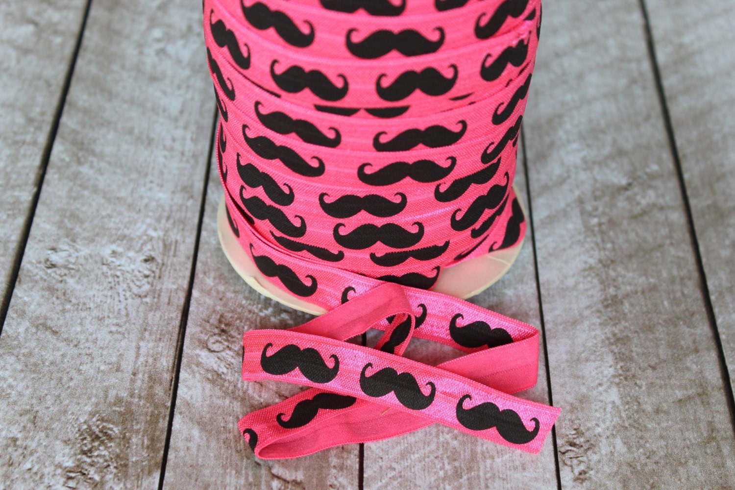 5/8 Neon Pink Mustache Print Fold Over Elastic Elastic | Etsy