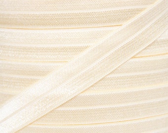 Elástico dobrável marfim de 5/8" - Elástico para faixas de cabelo e prendedores de cabelo de bebê - 1, 5 ou 10 jardas de elástico dobrável de 5/8 de polegada