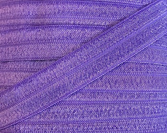 5/8" Delphinium-Purple Fold Over Elastic - FOE Elastic For Baby Headbands, Hair Ties and Sewing Projects