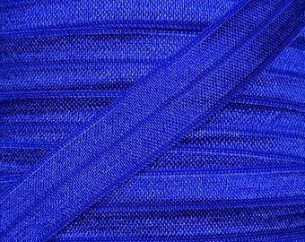5/8" Cobalt Blue Fold Over Elastic - Elastic For Sewing Projects, Baby Headbands and Hair Ties - 1, 5 or 10 Yard Lengths of 5/8 inch FOE