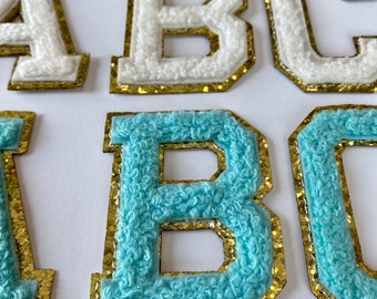 Chenille letter Varsity Patch. Iron, sew or glue on approx. 2.5 in tall
