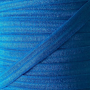 3/8&quot; Capri Blue Fold Over Elastic - Elastic For Baby Headbands and Hair Ties - 1, 5 or 10 Yards of 3/8 inch FOE