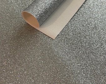 9x12" - Silver Glitter Fabric Sheet- canvas Backed Fine Glitter Fabric Sheet- For Kids projects-Home Decor-bags-Jewelry-Hair Bows