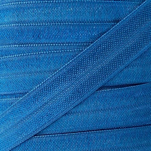 5/8&quot; Aegean Blue Fold Over Elastic - Elastic For Baby Headbands and Hair Ties - 1, 5 or 10 Yard Lengths of 5/8 inch FOE