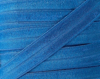 5/8" Aegean Blue Fold Over Elastic - Elastic For Baby Headbands and Hair Ties - 1, 5 or 10 Yard Lengths of 5/8 inch FOE