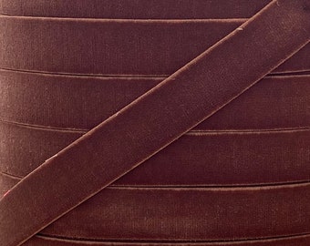 Elástico de terciopelo marrón chocolate de 5/8" - Elástico para diademas y cintas para el pelo de bebés - 1 o 5 yardas de terciopelo de 5/8 pulgadas