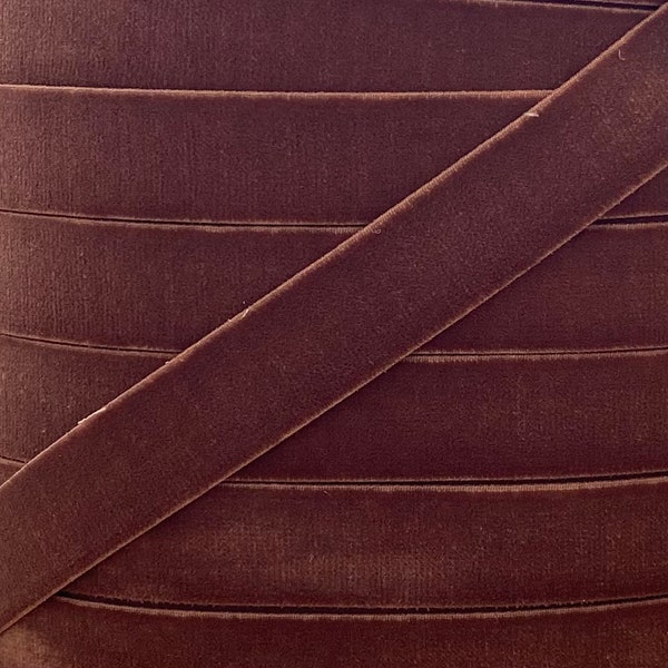 5/8" Chocolate Brown Velvet Elastic - Elastic For Baby Headbands and Hair Ties - 1 or 5 Yards of 5/8 inch Velvet