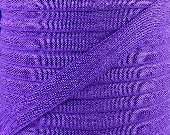 3/8" Purple Fold Over Elastic - FOE Elastic For Baby Headbands, and Sewing Projects