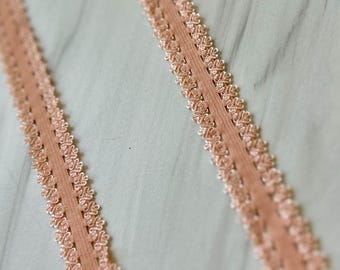 Peach Picot Edge Stretch Lace Elastic - 5/8" for Headbands
