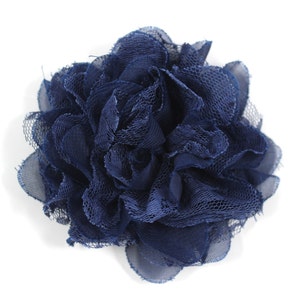 3.75 inch Chiffon Lace Flower in Navy - Flower Head for Headbands and DIY Hair Accessories