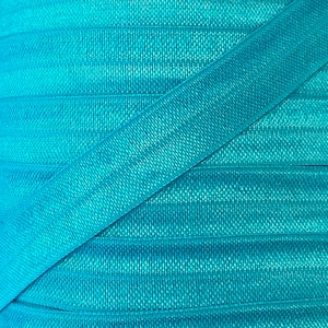 5/8&quot; Tornado Blue Fold Over Elastic - Elastic For Baby Headbands and Hair Ties - 5 Yards of 5/8 inch FOE
