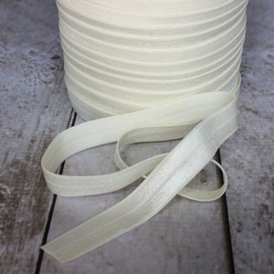 5/8 Ivory Fold Over Elastic Elastic For Baby Headbands and Hair Ties 1, 5 or 10 Yards of 5/8 inch FOE image 2