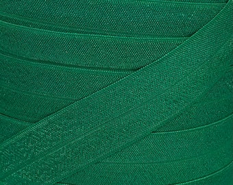 One Inch Emerald Green Fold Over Elastic - Pastel Green 1" Elastic For Headbands and Sewing Projects - FOE - Headband Supplies