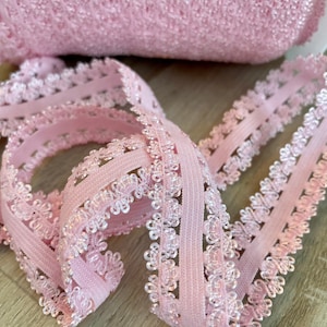 5/8 "Spitze elastisch in 1 oder 5 Metern - Pinke Stretch Spitze mit Picot Rand - elastischer Massenbestand - Spitze elastisch für Stirnbänder - Stretch elastisch