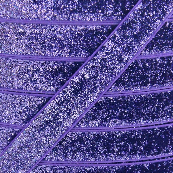 5/8” Delphinium Purple Glitter Elastic - Elastic For Baby Headbands and Hair Ties - 1 or 5 Yards of 5/8 inch Glitter FOE in light purple