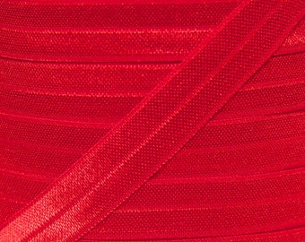 5/8" Red Fold Over Elastic - Elastic For Baby Headbands and Hair Ties - 1, 5 or 10 Yards of 5/8"  FOE