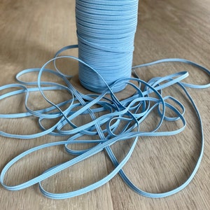 1/8&quot; Hellblauer Skinny Elastisch 1/8 Zoll - Elastisch für Baby Stirnbänder - Verkauft in 5 Meter Paketen