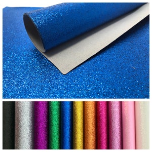 Blue Glitter Fabric Sheet- Canvas Backed Fine Glitter Fabric Sheet- 8 3/4 x 11 1/2