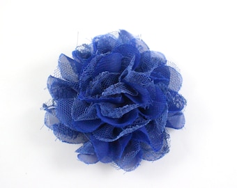 3.75 inch Chiffon Lace Flower in Blue - Flower Head for Headbands and DIY Hair Accessories