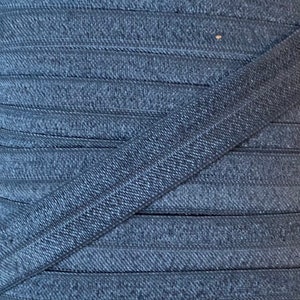 5/8&quot; Light Navy Blue Fold Over Elastic - Elastic For Baby Headbands and Hair Ties - in 1, 5 or 10 yard lengths of 5/8 inch FOE