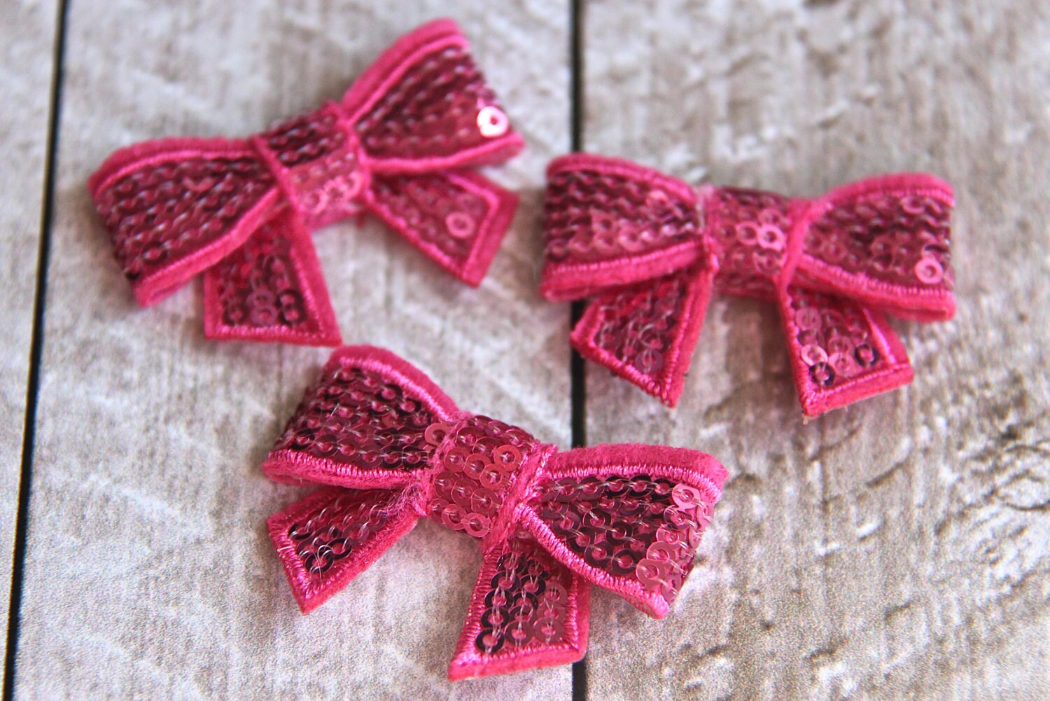 3 pieces hot pink 1.4" mini sequin bows DIY baby headband supplies 3 pieces hot pink 1.4" mini sequin bows DIY baby headband supplies