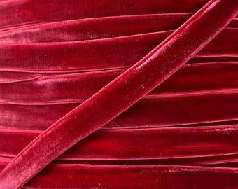 3/8" Red Velvet Elastic - Elastic For Baby Headbands and Hair Ties - 3/8 inch Velvet FOE in 1 or 5 yard lengths