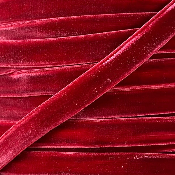 3/8" Red Velvet Elastic - Elastic For Baby Headbands and Hair Ties - 3/8 inch Velvet FOE in 1 or 5 yard lengths