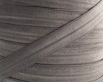 5/8 " Silver Fold Over Elastic - FOE Elastic For Baby Headbands, Hair Ties and Sewing in 2, 5 or 10 yard lengths