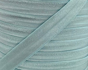 5/8" Light Blue Fold Over Elastic - FOE Elastic For Baby Headbands, 1, 5 or 10 yard lengths - 5/8 inch for Hair Ties and Sewing Projects
