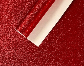 9x12" - Red Glitter Fabric Sheet- Canvas Backed Fine Glitter Fabric Sheet- For Kids projects-Home Decor-bags-Jewelry-Hair Bows