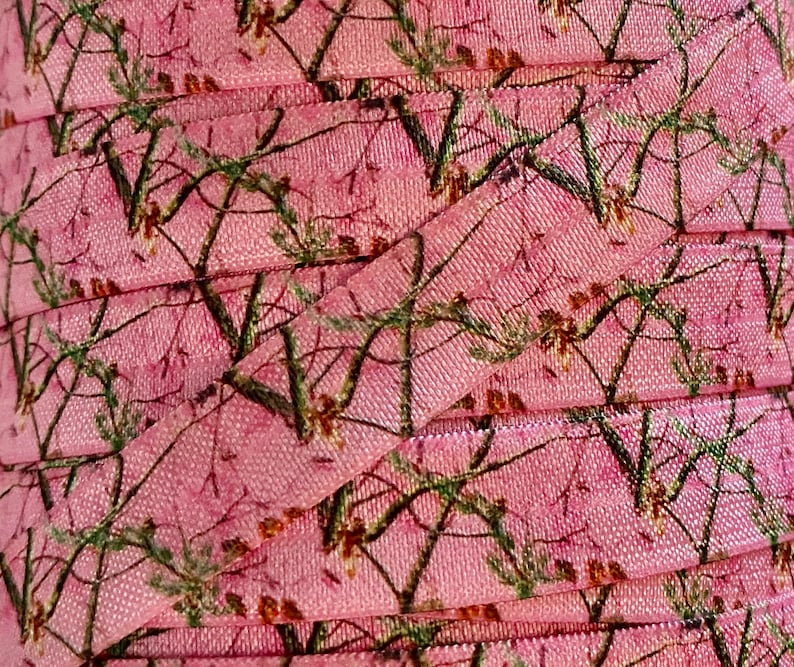 Elastic for Baby Headbands and Hair Ties Couture Craft Supply 5 Yards 58 inch Printed FOE 58 Camo print Fold Over Elastic
