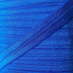 5/8&quot; Electric Blue Fold Over Elastic - Elastic For Sewing Projects, Baby Headbands and Hair Ties - 1, 5 or 10 Yard Lengths of 5/8 inch FOE