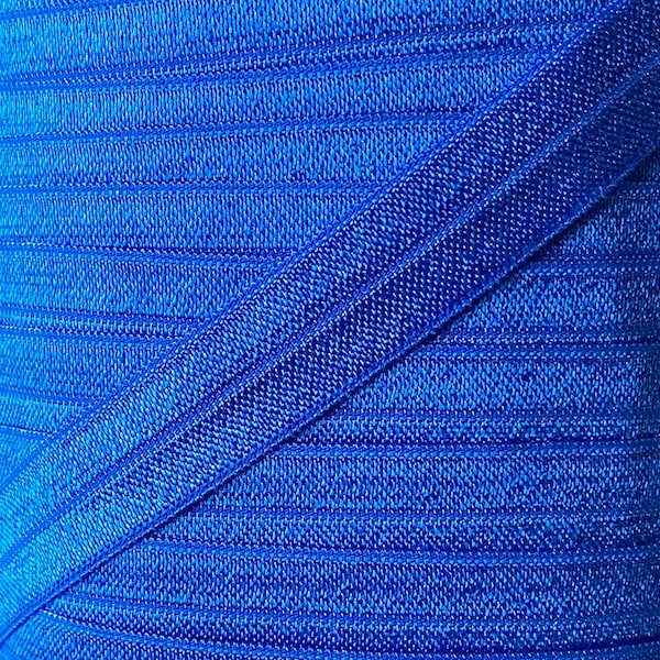 5/8" Electric Blue Fold Over Elastic - Elastic For Sewing Projects, Baby Headbands and Hair Ties - 1, 5 or 10 Yard Lengths of 5/8 inch FOE