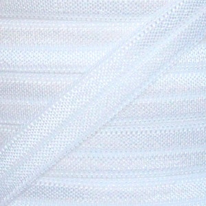 3/8&quot; White Fold Over Elastic - Elastic For Baby Headbands, sewing and Hair Ties - 1, 5 or 10 Yards of 3/8 inch elastic