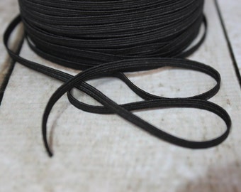 1/8" Black Skinny Elastic - Sold in 5 Yard Bundles- Elastic For Baby Headbands - 1/8 Inch