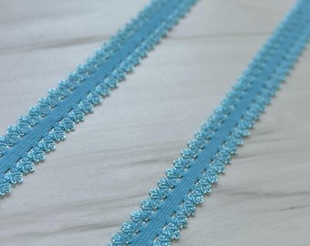 Light Blue Picot Edge Lace Elastic - 5/8" Wide, DIY Headband Supply