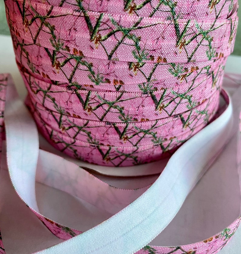 Elastic for Baby Headbands and Hair Ties Couture Craft Supply 5 Yards 58 inch Printed FOE 58 Camo print Fold Over Elastic