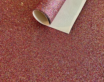 9x12" - Rose Rainbow Glitter Fabric Sheet- Canvas Backed Fine Glitter Fabric Sheet- For Kids projects-Home Decor-bags-Jewelry-Hair Bows