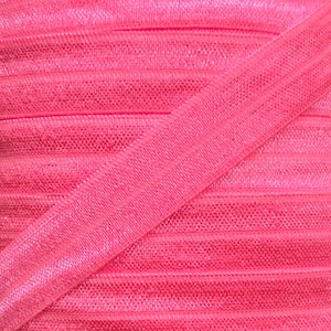 5/8&quot; Geranium Pink Fold Over Elastic - Elastic For Baby Headbands, Sewing Projects and Hair Ties -  1, 5 or 10 Yards of 5/8 inch FOE
