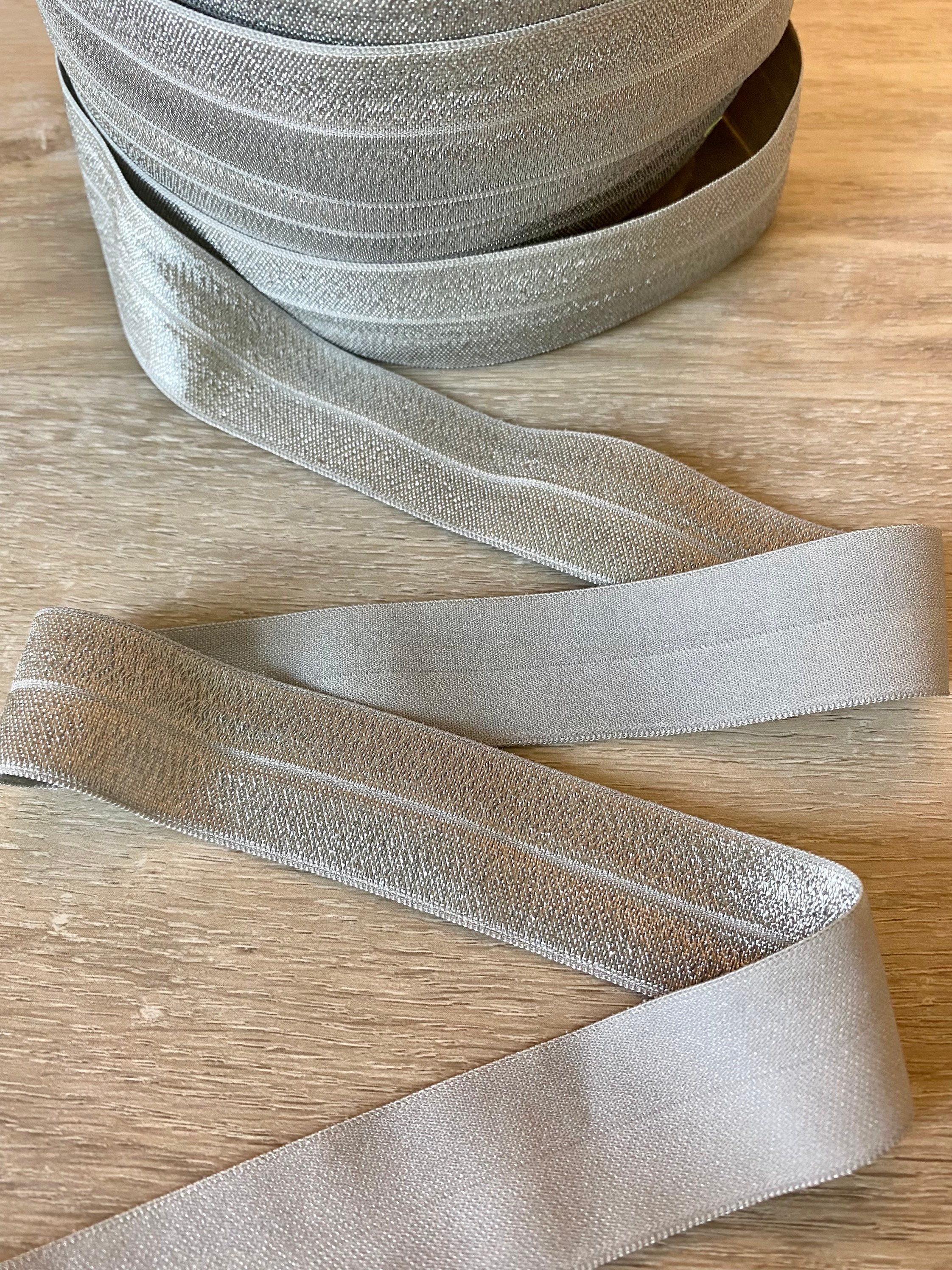 One Inch Silver Fold Over Elastic Silver 1 Elastic for Headbands and Sewing  Projects FOE Baby Headbands Headband Supplies 