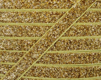 3/8" Gold Glitter Elastic - 1 of 5 yard lengtes, Elastic For Baby Headbands and Hair Ties