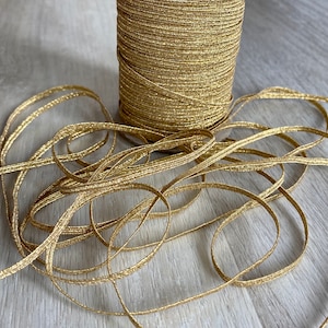 1/8&quot; Gold Glittery Skinny Elastic - 5 yards - Elastic For Baby Headbands - 1/8 Inch - sold in 5 yard bundles