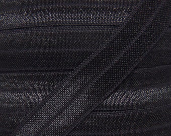 5/8" zwart omgevouwen elastiek - elastiek voor babyhoofdbanden en haarelastiekjes - 5/8" FOE