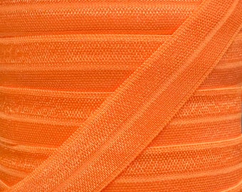 5/8" Orange Fold Over Elastic - FOE Elastic For Baby Headbands, Hair Ties and Sewing Projects