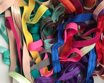 20 Yard 5/8" Grab Bag Solid 5/8" Fold Over Elastic - FOE for DIY Hair Ties & Headbands - Perfect for Birthday Parties or Showers - Assorted