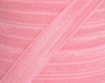 5/8" Pink Fold Over Elastic - Elastic For Baby Headbands, Sewing Projects and Hair Ties -  1, 5 or 10 Yards of 5/8 inch FOE