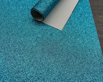 Lámina de tela con purpurina aguamarina de 23 x 30 cm. Con base de lona, ideal para proyectos infantiles, decoración del hogar, bolsos, joyas y lazos para el cabello.